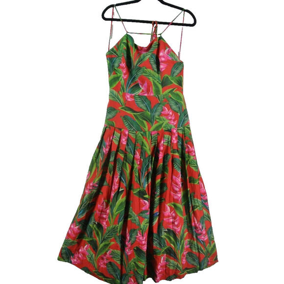 NWT, Farm Rio Red Dream Garden Lenzing Ecovez Euroflax Maxi Dress Size M #MD1075 - Picture 8 of 12